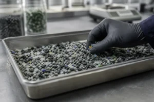 Direction photographique d’une matière polymère recyclée en laboratoire